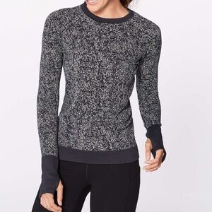 lululemon athletica Women's Long Sleeve Crew Sweater in Black & White Marled